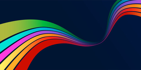 Retro hippie rainbow wavy pattern. Abstract vector background in 70s style. Zigzag colorful lines for decorative design, website layout