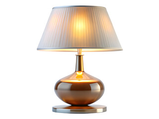 Elegant modern table lamp with warm glowing light isolated on transparent background