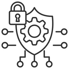 Obraz premium Cyber Security Outline Icon
