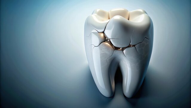 A cracked tooth with a visible fracture line