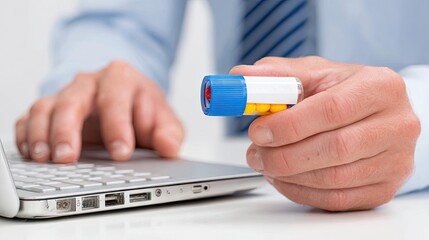 Person holding a small container of pills in their hand.