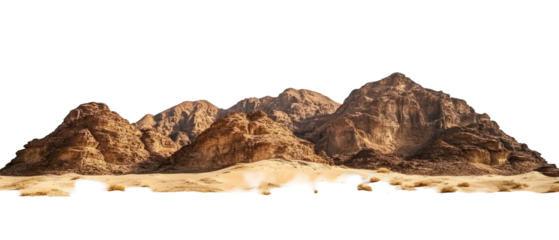 Panoramic View Of Mountain Range With Arid Desert Landscape Against Transparent Background