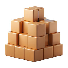 Obraz premium 3d geometric cube pyramid structure isolated on transparent background