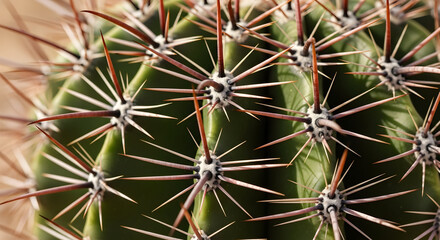 Closeup view of cactus spines
