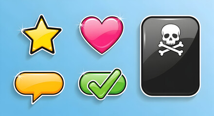 Colorful cartoon icons collection