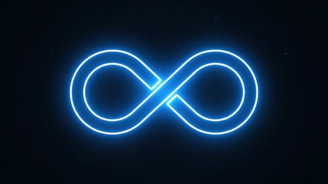 blue neon infinity symbol digital glitch effect