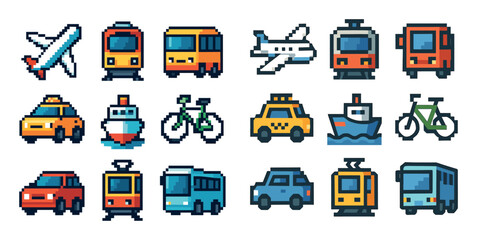 Pixel Transport Icons
