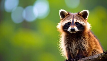 Fototapeta premium Raccoon exploring the forest wildlife photography natural habitat close-up view animal behavior insights