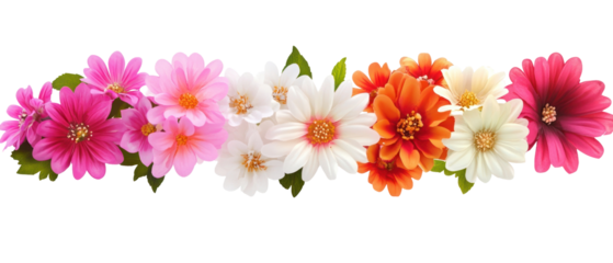 Vibrant Floral Arrangement with Pink White and Orange Blooms against Transparent Background