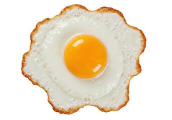A single fried egg with a bright yellow yolk, isolated on a transparent background, perfect for breakfast or a healthy meal