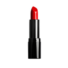 Red Lipstick in Sleek Black Tube on White Background for Beauty and Makeup Concepts