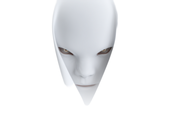 Ethereal alien face isolated on transparent background