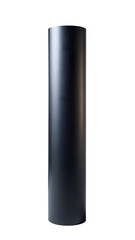 A tall, matte black cylinder or tube standing vertically, isolated on a clean transparent background, representing a simple geometric form