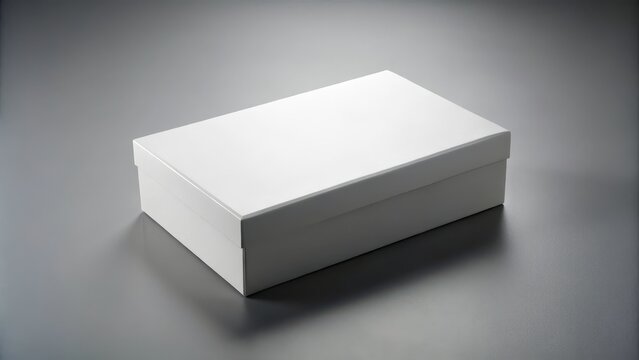 A plain white rectangular box with a lid on top and a flat bottom
