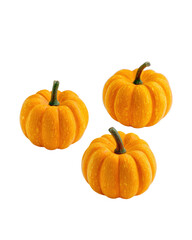 Fototapeta premium Three orange pumpkins isolated on transparent background