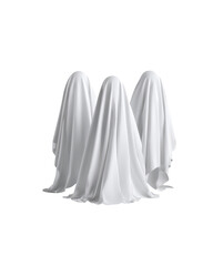 Three ghosts halloween isolated on transparent background