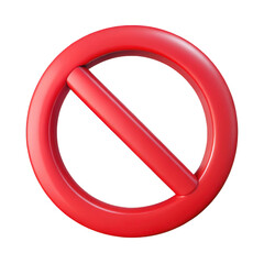 3d rendered red prohibition symbol isolated on transparent background