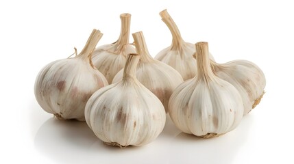 Fototapeta premium Fresh Garlic Bulb Isolated on White Background – Premium Healthy Vegetable Photography
