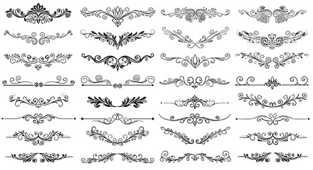 Elegant floral ornaments and decorative dividers in a classic black and white design