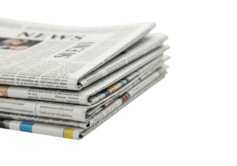 A stack of newspapers isolated on transparent background, representing news and information