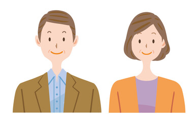 Obraz premium 中高年夫婦のイラスト 50代 60代 