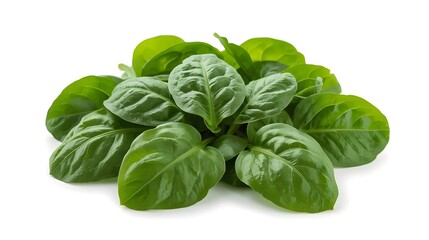 Fototapeta premium Fresh Spinach Leaves Isolated on White Background – Premium Leafy Vegetable Photography