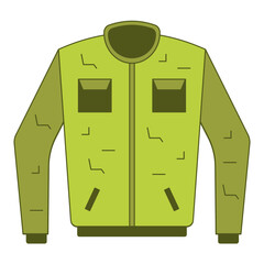 Simple Flat Design Green Jacket Fashion Clothing Winter Apparel Icon