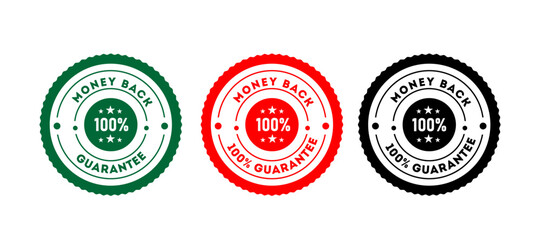 Money Back Guarantee Badge 3 Set Vector Design Isolated on White Background