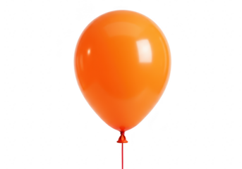 A single bright orange balloon isolated on transparent background, perfect for celebrations and party decorations