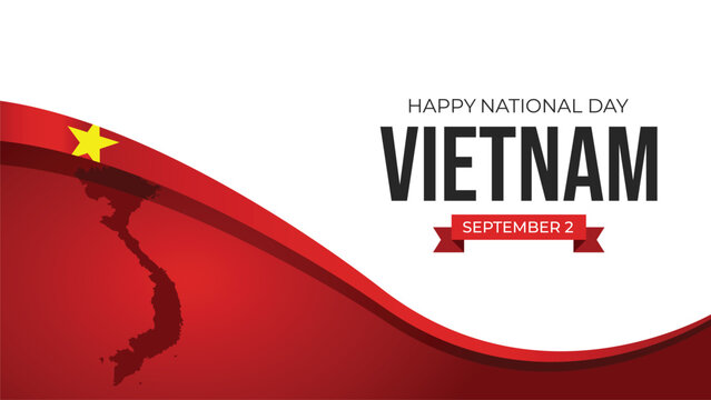 Editable vector mockup template for Vietnam National Day greeting, celebrated on September 2, featuring festive patriotic design for cards, posters, and banners.