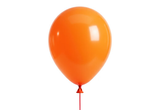 A single bright orange balloon isolated on transparent background, perfect for celebrations and party decorations