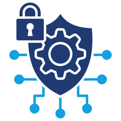 Cyber Security Flat Blue Icon