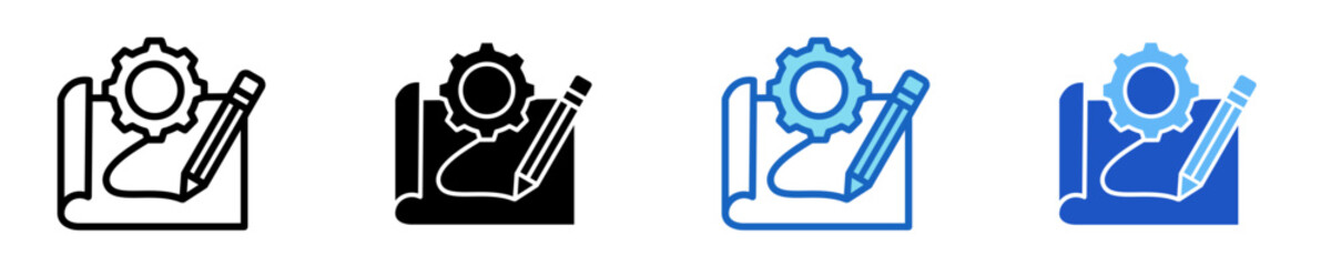 Business Blueprint  Icon Set Multiple Style Collection
