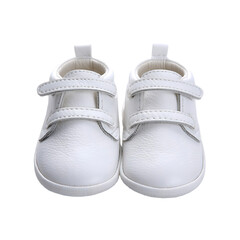 Adorable white baby shoes with velcro straps perfect for tiny feet