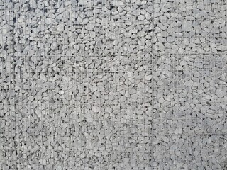 Grey stones in Gabion Wall, Baskets, wire fence filled with stones