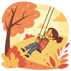 Autumn swing illustration