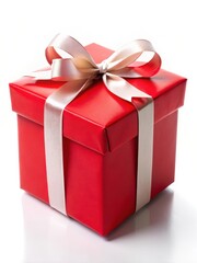 Obraz premium Red package with label on a plain white background