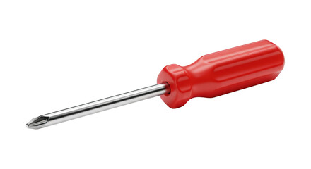 A Red Handled Screwdriver with a Metal Shaft and Tip on a Black Background