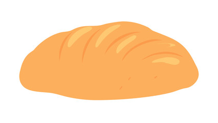 A simple stylized illustration of a golden brown croissant with visible curved scoring marks on a black background