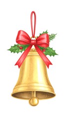 Gold Christmas bell with red bow