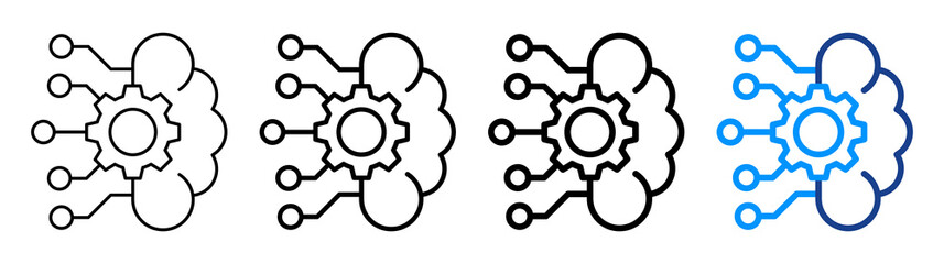Deep Learning Icon Different Style Outline Collection Set