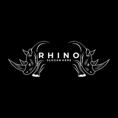 Rhino line art company logo design icon vector template