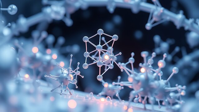 Abstract Molecular Structure Scientific Visualization For Medical Research And Technology Backgrounds Presentations