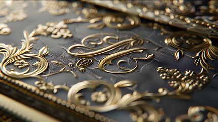 Close-up of Gilded Ornamentation with Monogram