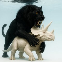 Fototapeta premium Melanic big catlike lion sabertooth tiger