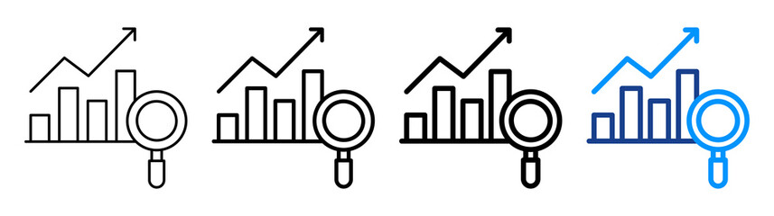 Analytics Icon Different Style Outline Collection Set