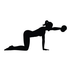 Silhouette of person kneeling on all fours, extending one arm forward with a ball, illustrating balance, mobility, and fitness technique