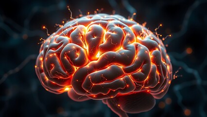 Glowing Brain Conceptual Illustration Of Neural Activity For Science Technology And Medical Imagery Representing Intelligence Memory And Thought Processes