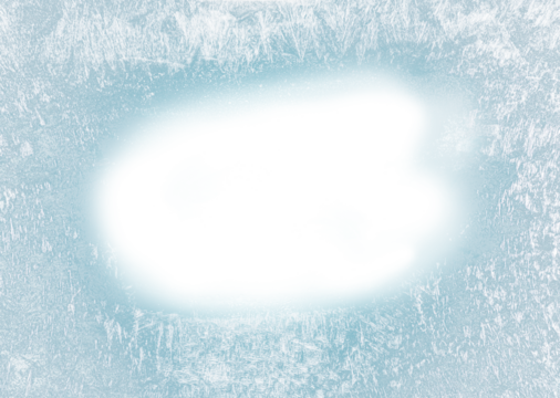 Beautiful ice frost patterns arranged as frame without background png file. Symbol of Christmas wonder.