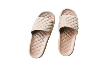 Brown rubber slip-on sandals featured on a transparent background. High-resolution product image, perfect for catalogs, e-commerce, and graphic design use.